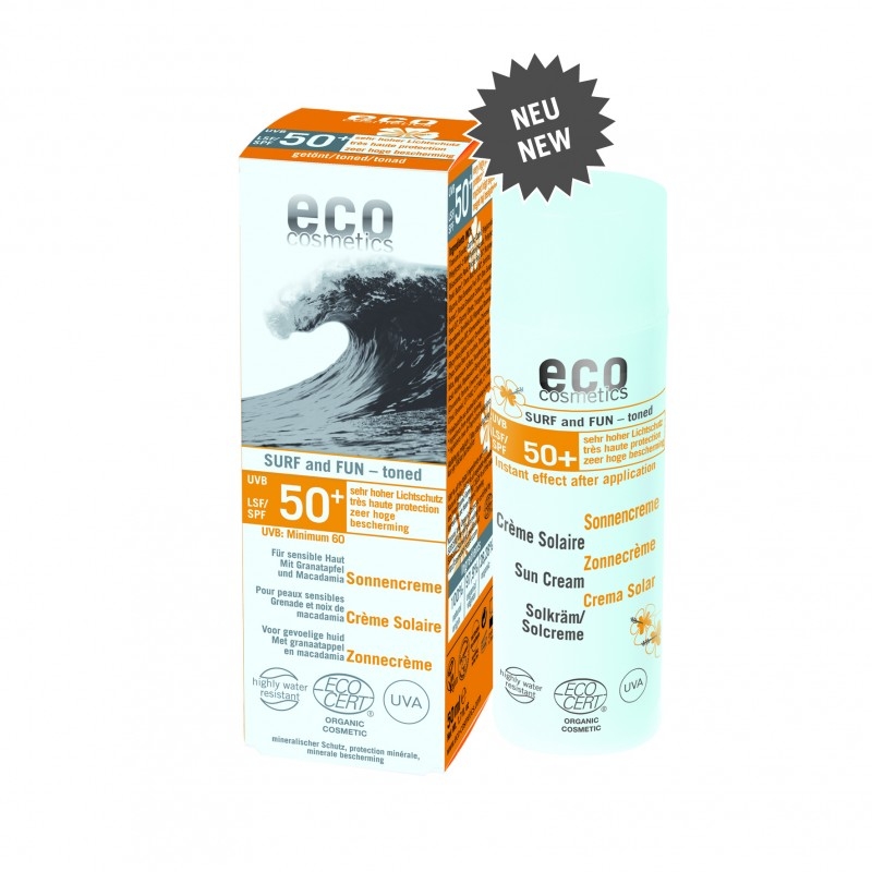 Crema bio cu protectie solara FPS 50+ extra-rezistenta la apa, SURF & FUN - Eco Cosmetics 