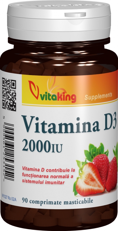 Vitamina D 2000 UI, 90 comprimate masticabile - Vitaking